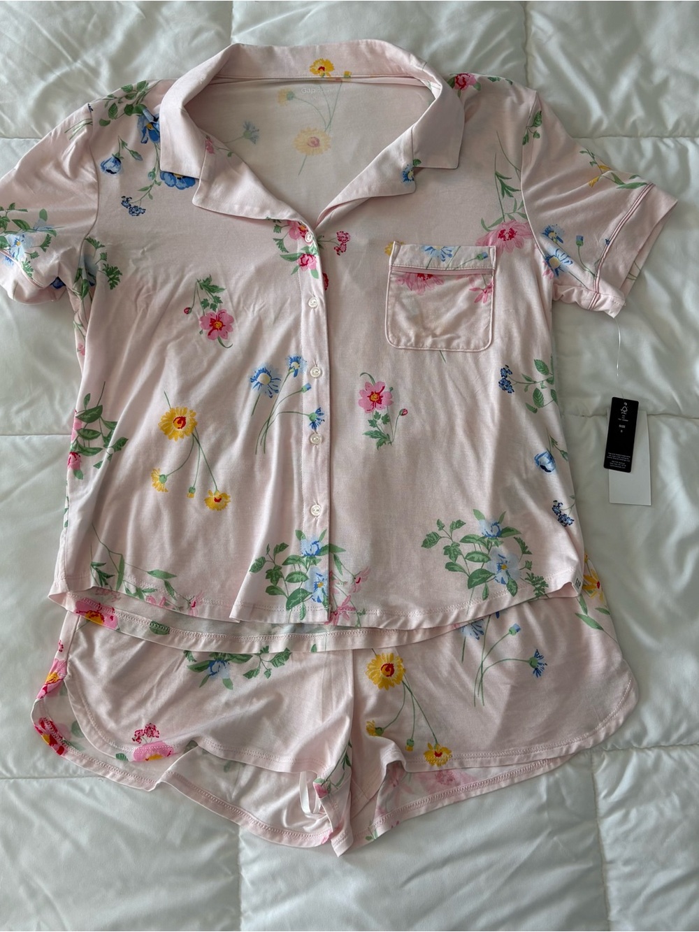 GAP BODY two piece soft pajama short set S NWT pink floral